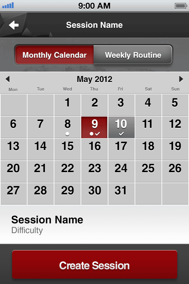 Climbing Monster calendar view