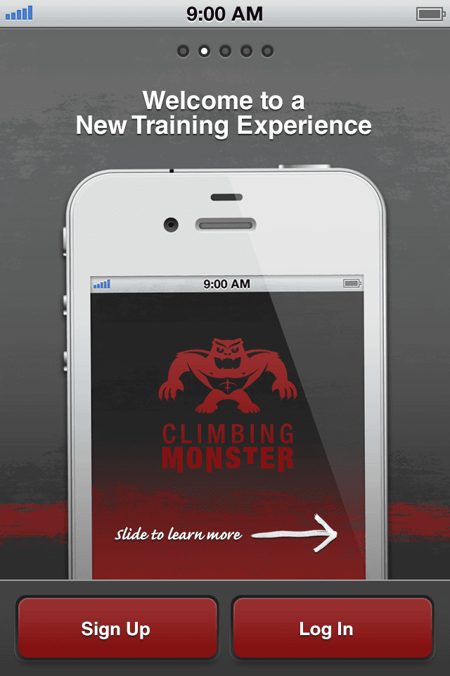 Climbing Monster create session welcome screen
