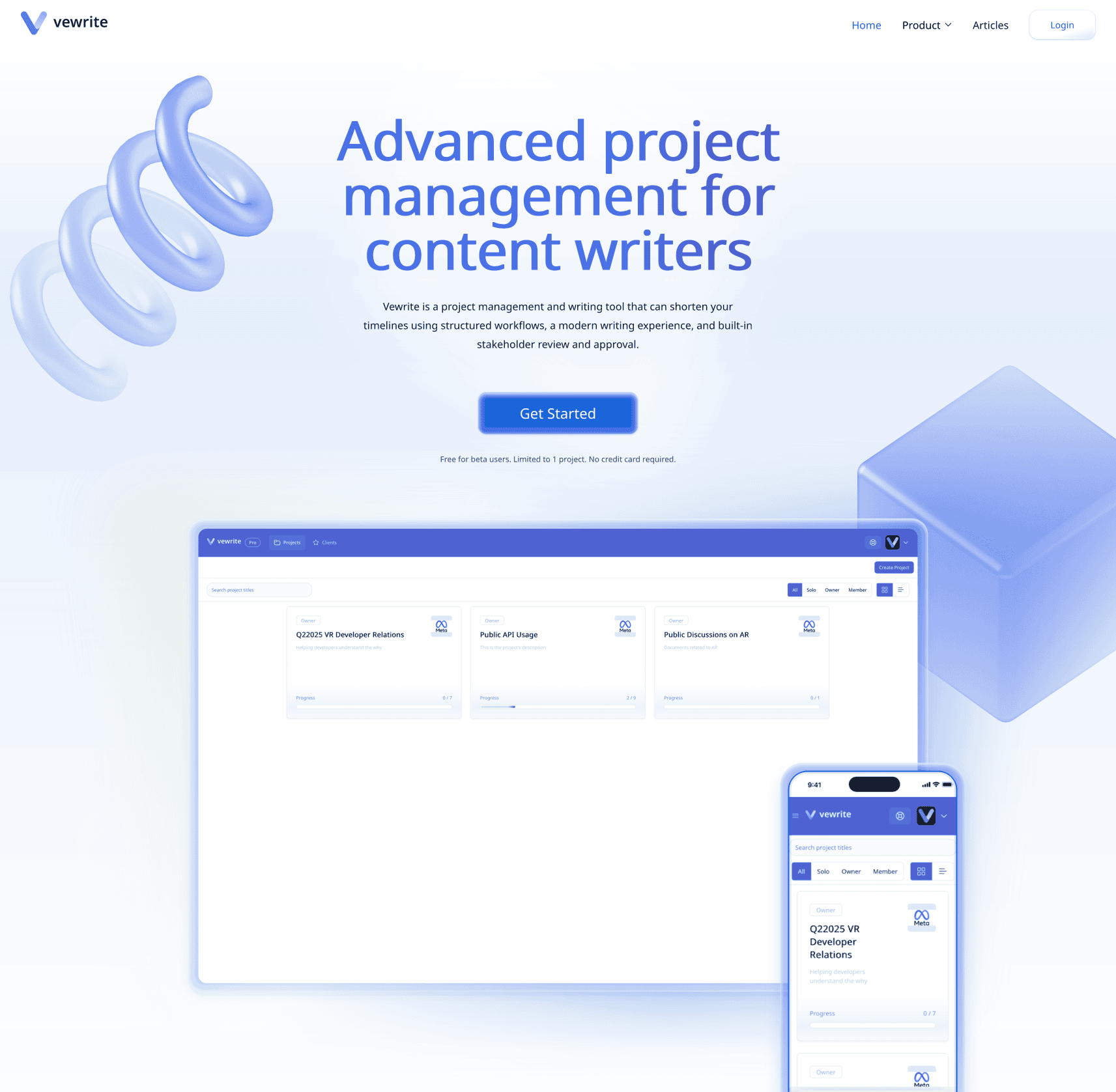 Vewrite homepage