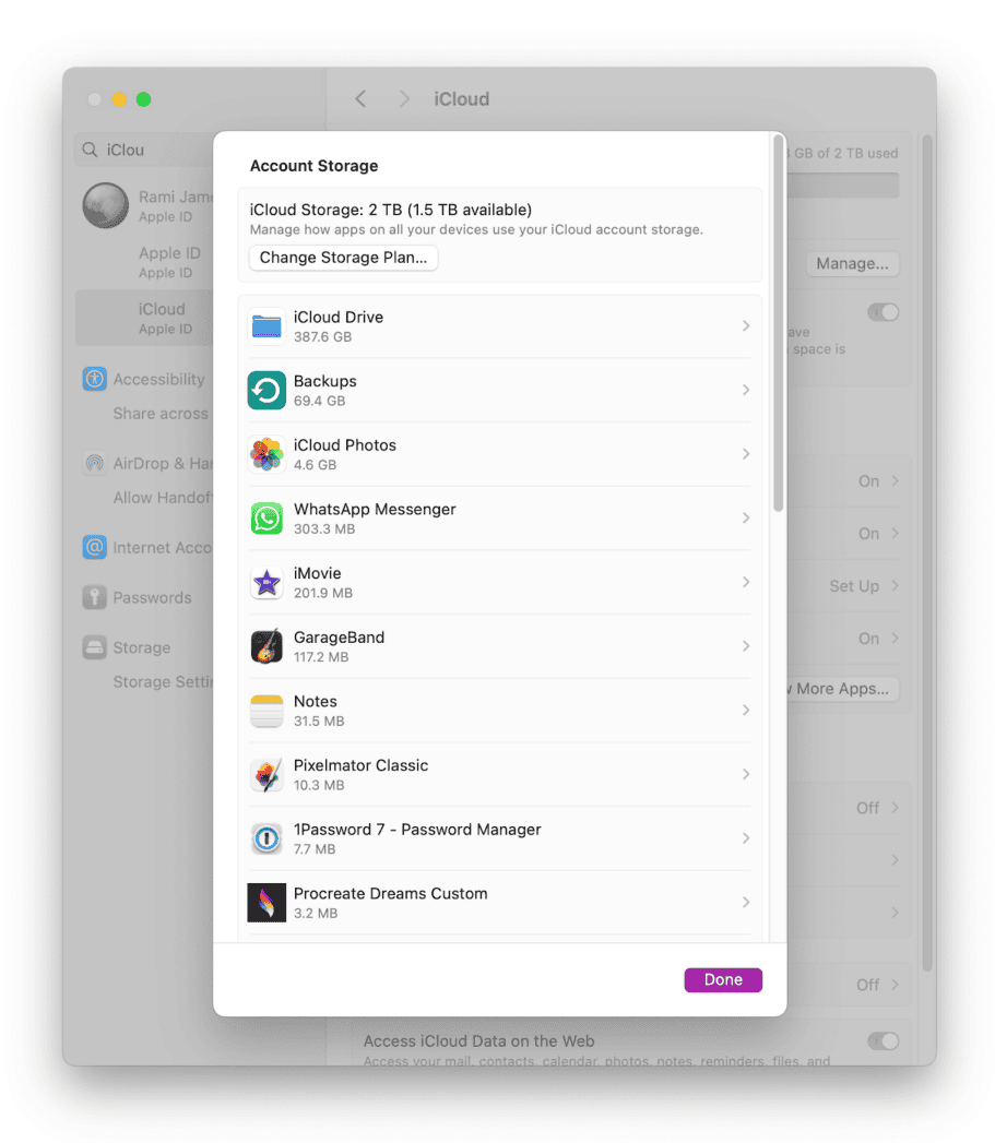 iCloud account storage