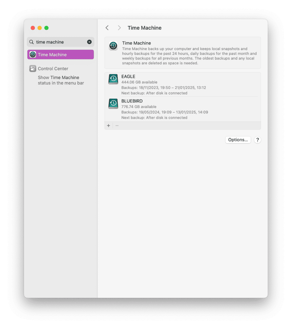 Time Machine backup